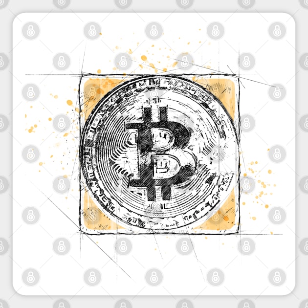 Bitcoin BTC Sketch Magnet by GraphicBazaar